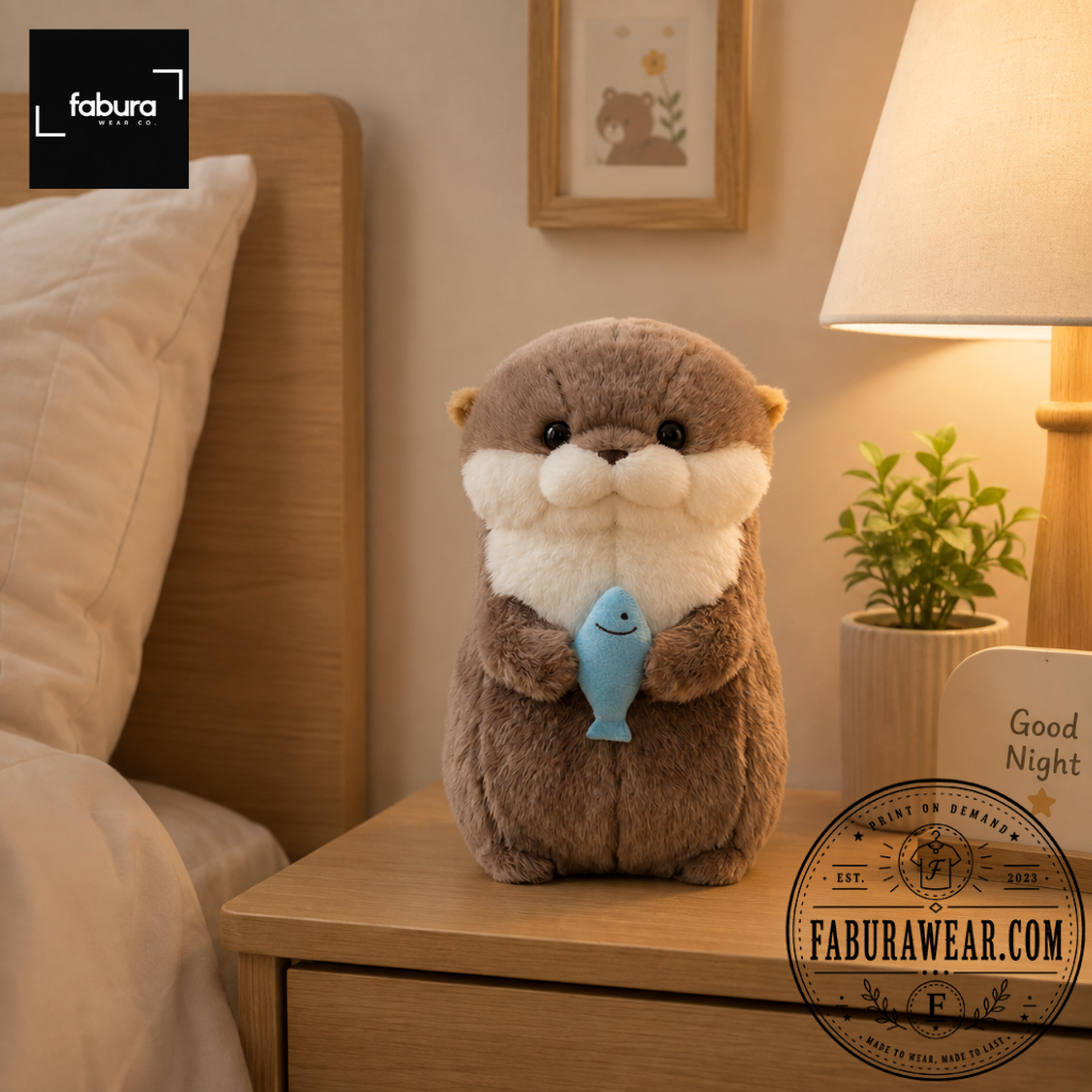 Cute Otter Plush Toy with Fish Soft Stuffed Animal