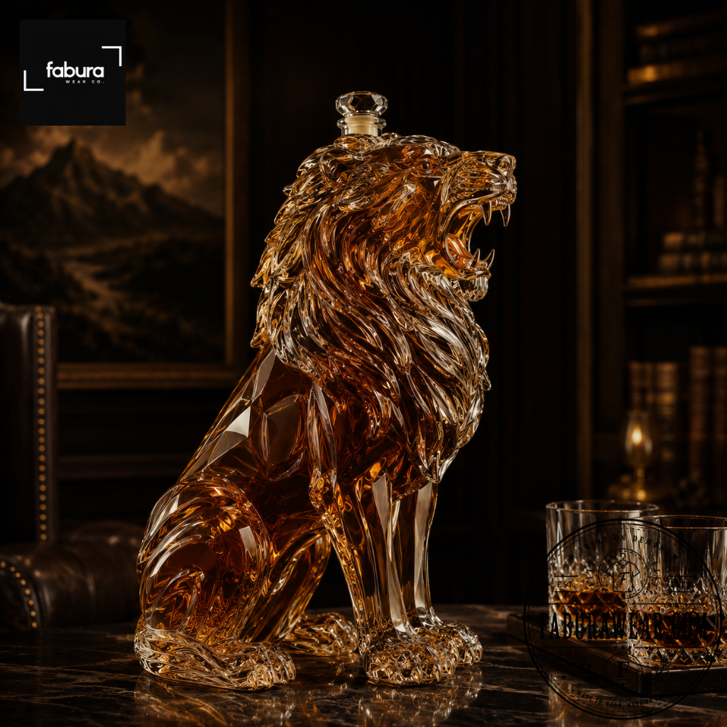 Lion Glass Whiskey Decanter Bottle
