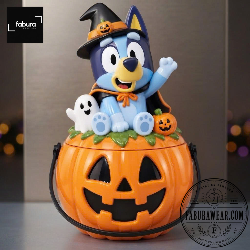 car (9) Bluey Witch Hat Pumpkin Halloween Candy Bucket Trick or Treat Bowl — image 3